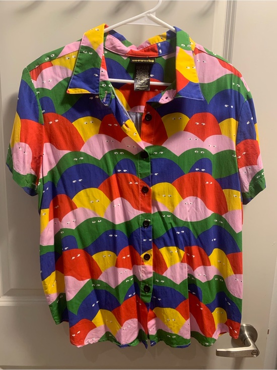 Nooworks Tops - Nooworks Joyce Shirt in Rainbow Lump Short Sleeve Button-Down size 3X